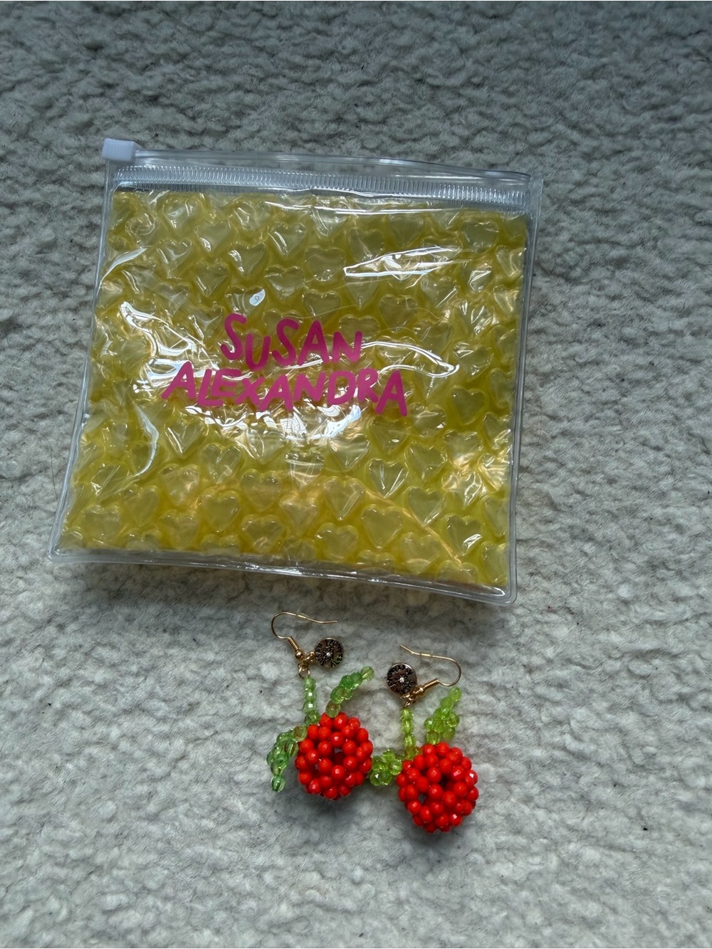 Susan Alexandra Beaded Orange Earrings Red/Orange Green New With Packaging